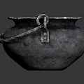 Silver Decorative Household Vessel With Textured Surface And Ornate Handles