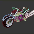 Red and Silver Custom Motorcycle Featuring Chrome Exhaust Black Wheels Red Seat on Gray Background