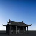 Traditional Chinese Architecture With Blue Roof Overhanging Eaves White Walls And Wooden Doors