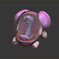 Pink Purple Biomorphic 3D Art Piece With Spiral Internal Structure And Smooth Shell Design