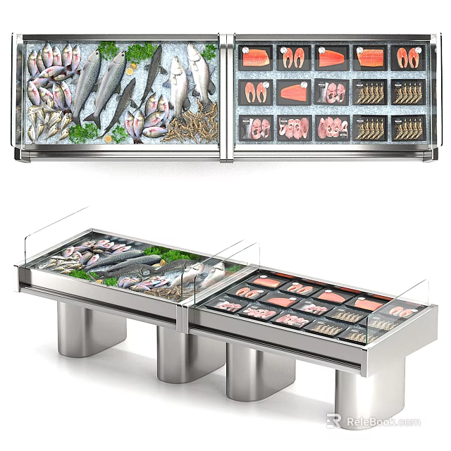 Commercial Refrigerators Freezers Featuring Fresh Seafood Meat Chilled Display For Retail 3d model 