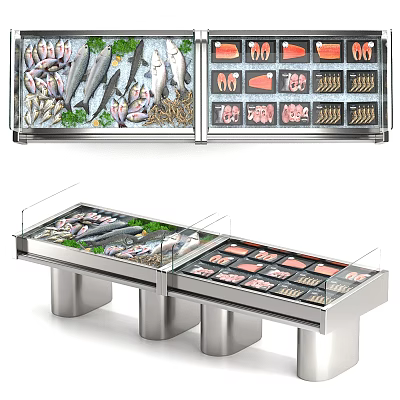 Commercial Refrigerators Freezers Featuring Fresh Seafood Meat Chilled Display For Retail 3d model