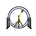 Children's Playground Rotating Wheel Play Structure With Blue Yellow Black Frames For Outdoor Kids Fun