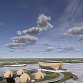 Unique Wooden Houses With Curved Roof Design In Natural Open Landscape