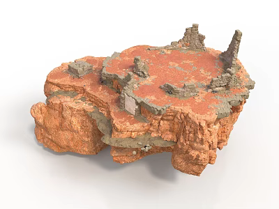 Orange Red Rock Formation Model With Irregular Surface And Layered Structure 3d model
