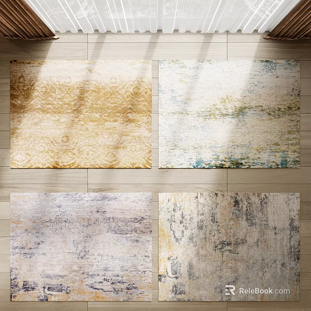 Square Rugs In Various Colors And Textured Patterns For Interior Home Decor 3d model 
