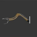 Futuristic Mechanical Weapon with Robotic Claw Spiral Design Black Yellow Metallic Arm on Square Base