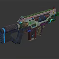 Futuristic Tactical Rifle With Black And Blue Design Tactical Rail And Sci Fi Elements