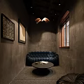 Rustic Industrial Bar Interior With Brick Walls Wooden Counter And Pendant Lights