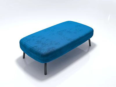 Blue Velvet Upholstered Single Seater Sofa with Modern Design and Black Slim Legs 3d model