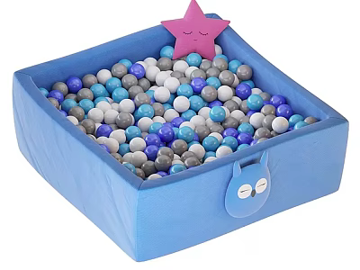 Blue Children's Play Pit With Colorful Balls Pink Star And Cartoon Face Design 3d model