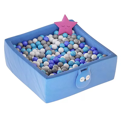 Blue Children's Play Pit With Colorful Balls Pink Star And Cartoon Face Design 3d model