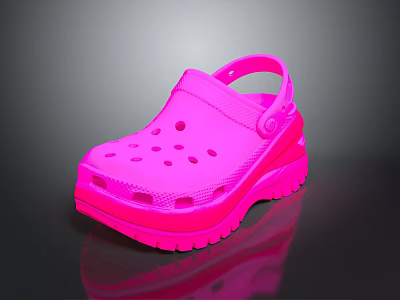 Pink Platform Clogs With Perforated Design And Adjustable Back Strap For Daily Wear 3d model