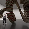 Unique Spiral Art Installation Featuring Stacked Wooden Planks In White Gallery