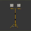 Industrial Lighting Combination With Two Lantern Style Lights On Yellow Tripod Stand