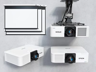 Projection Monitoring System Setup With Projectors Projection Screens And Surveillance Components 3d model