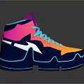 Vibrant High Top Sports Shoes With Multicolor Design And Glowing Blue Sole Trim