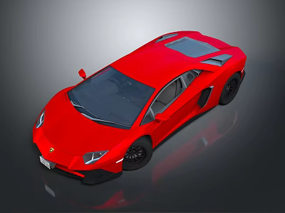 Red Luxury Sports Car With Sleek Design Black Wheels And Transparent Roof 3d model