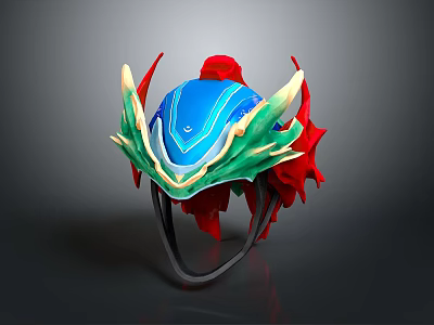 Dragon Inspired Helmet For Game Movie Character With Blue Green Red Ornate Shiny Design 3d model