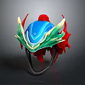 Dragon Inspired Helmet For Game Movie Character With Blue Green Red Ornate Shiny Design