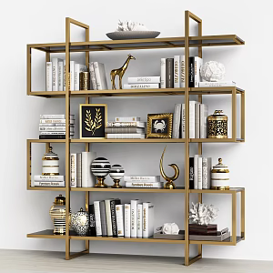 Modern Bookshelf Storage Rack Decorations Ornaments Book 3d model