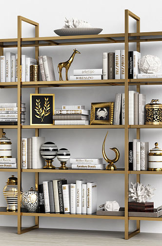 Modern Bookshelf Storage Rack Decorations Ornaments Book 3d model