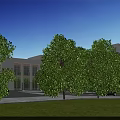 Aerial Planning of Modern Multi Storey Building with Glass Facade Street Vehicles and Greenery