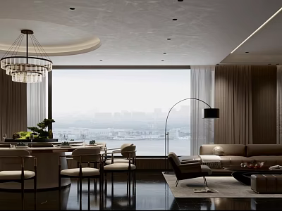Luxury Private Room With Panoramic View And Elegant Decor 3d model
