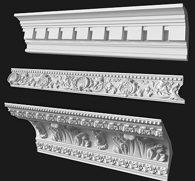 Ornamental Cornices With Intricate Carvings And Simple Designs 3d model
