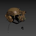 Tactical Military Helmet Featuring Night Vision Goggles Mounted Camera And Tactical Gear