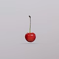 Juicy Ripe Red Cherry With Green Stem On Clean Gray Background