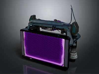 Futuristic Sci Fi Device With Purple Glowing Panel And Mechanical Structure 3d model