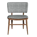 Modern Wooden Frame Chair With Gray Fabric Upholstered Seat And Backrest