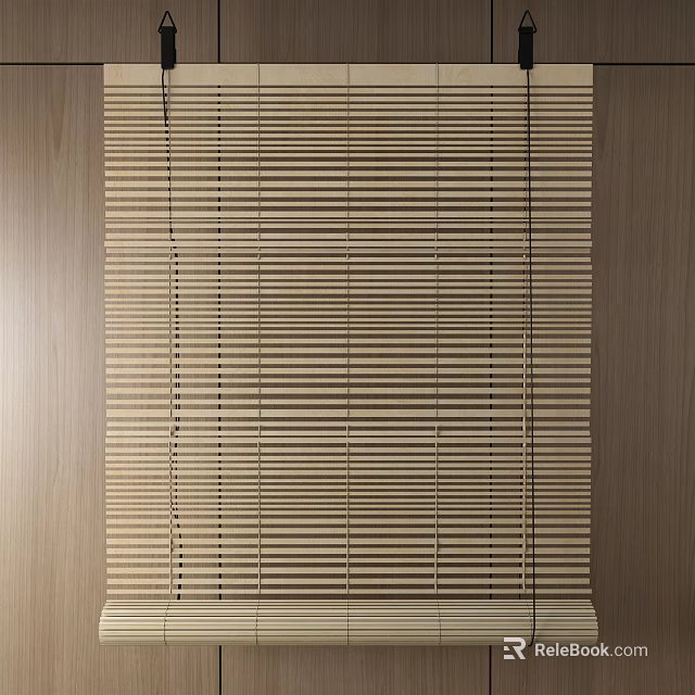 Natural Wood Blinds With Vertical Slats For Modern Window Treatment And Minimalist Decor 3d model 