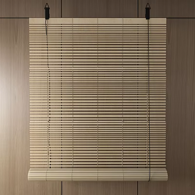 Natural Wood Blinds With Vertical Slats For Modern Window Treatment And Minimalist Decor 3d model