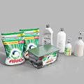 Ariel Laundry Detergent Packs Box And White Cleaning Bottles For Household Use