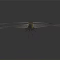 Dragonfly With Green Eyes Black Yellow Striped Body Transparent Wings On Dark Background With Reflection