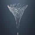 Elegant Transparent Fan Shaped Water Splash Structure On Dark Background