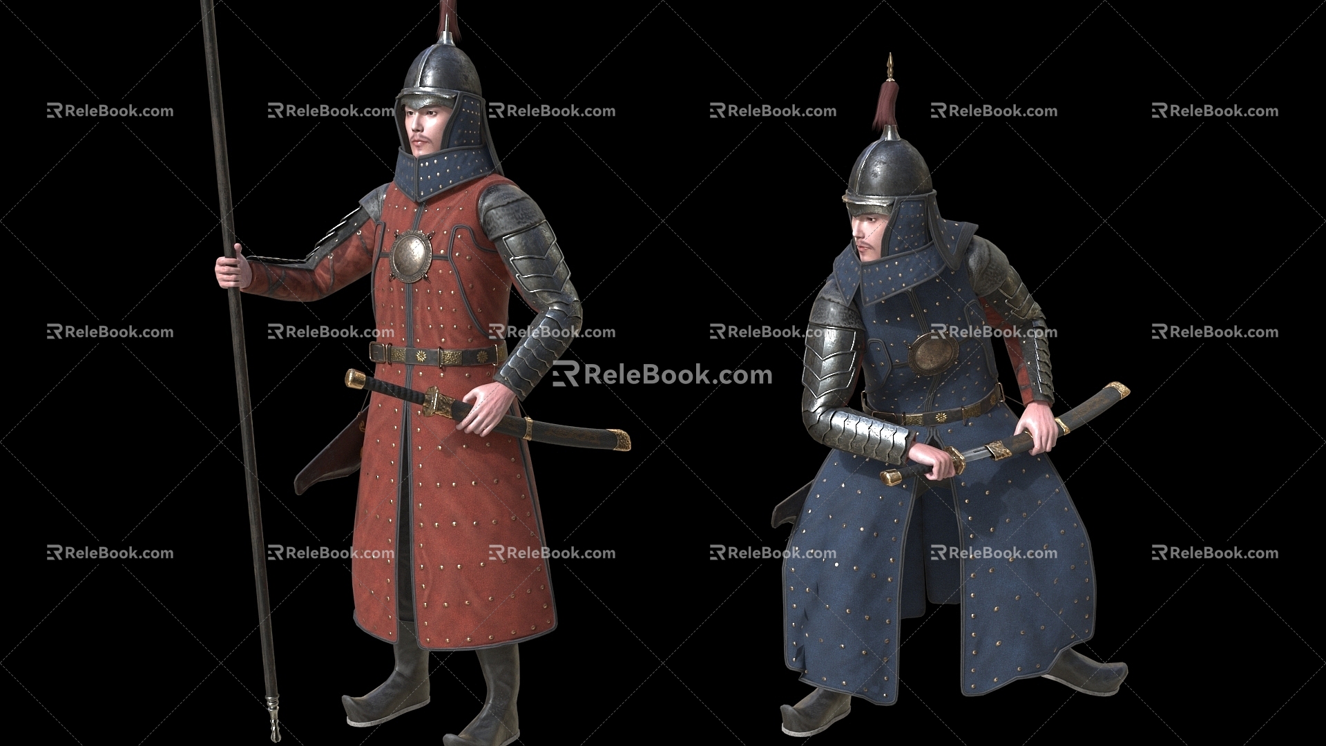 Daming Robbery PBR Binding Action Ming Dynasty Edge Army Cloth Armor General Armor Soldier Daming Nine Edge Army Soldiers 3d model