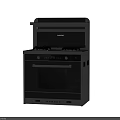 Modern Black And White Kitchen Integrated Appliance With Gas Stove Range Hood And Oven