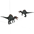 Two Spinosaurus Dinosaur Models With Red Sails And Gray Bodies On White Background 3d model