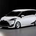 White Toyota MPV With Custom Black Front Fascia Side Skirts And Silver Alloy Wheels