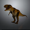 Tyrannosaurus Rex Dinosaur Character in Standing Pose with Open Mouth on Gray Gradient Background