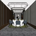 Elegant Private Room Interior Design With Round Table Chairs Ceiling Light And Decorative Painting