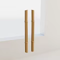 Beige Cylindrical Wooden Cabinet Handles With Grooved Design For Home Furniture