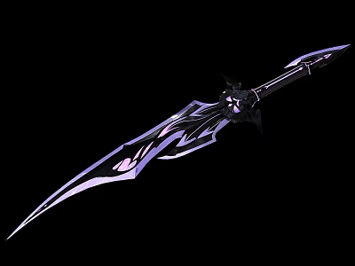 Fantasy Style Sword With Black And Purple Sharp Blade And Intricate Hilt Decoration 3d model