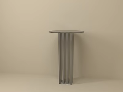 Modern Metal Side Table With Round Top And Column Legs Design 3d model
