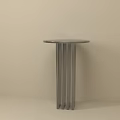 Modern Metal Side Table With Round Top And Column Legs Design