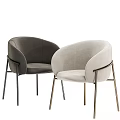 Modern Dining Table Set with Round Wooden Top and Upholstered Metal Leg Chairs
