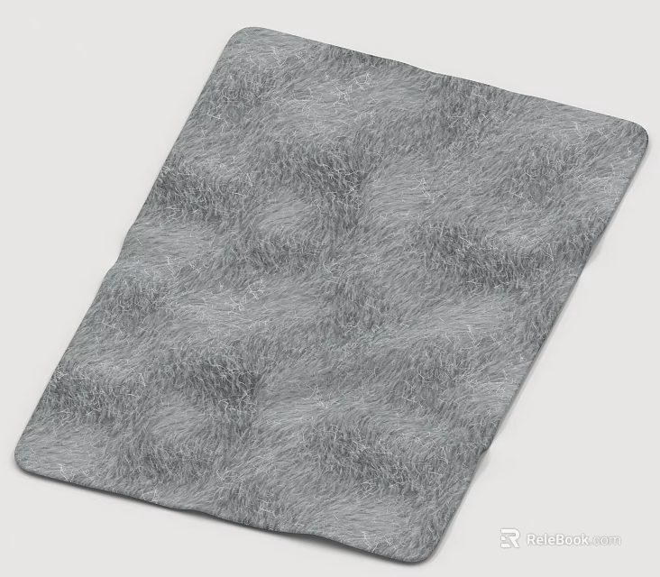 Square Gray Plush Rug for Living Room Home Decor with Soft Textured Surface Design 3d model 